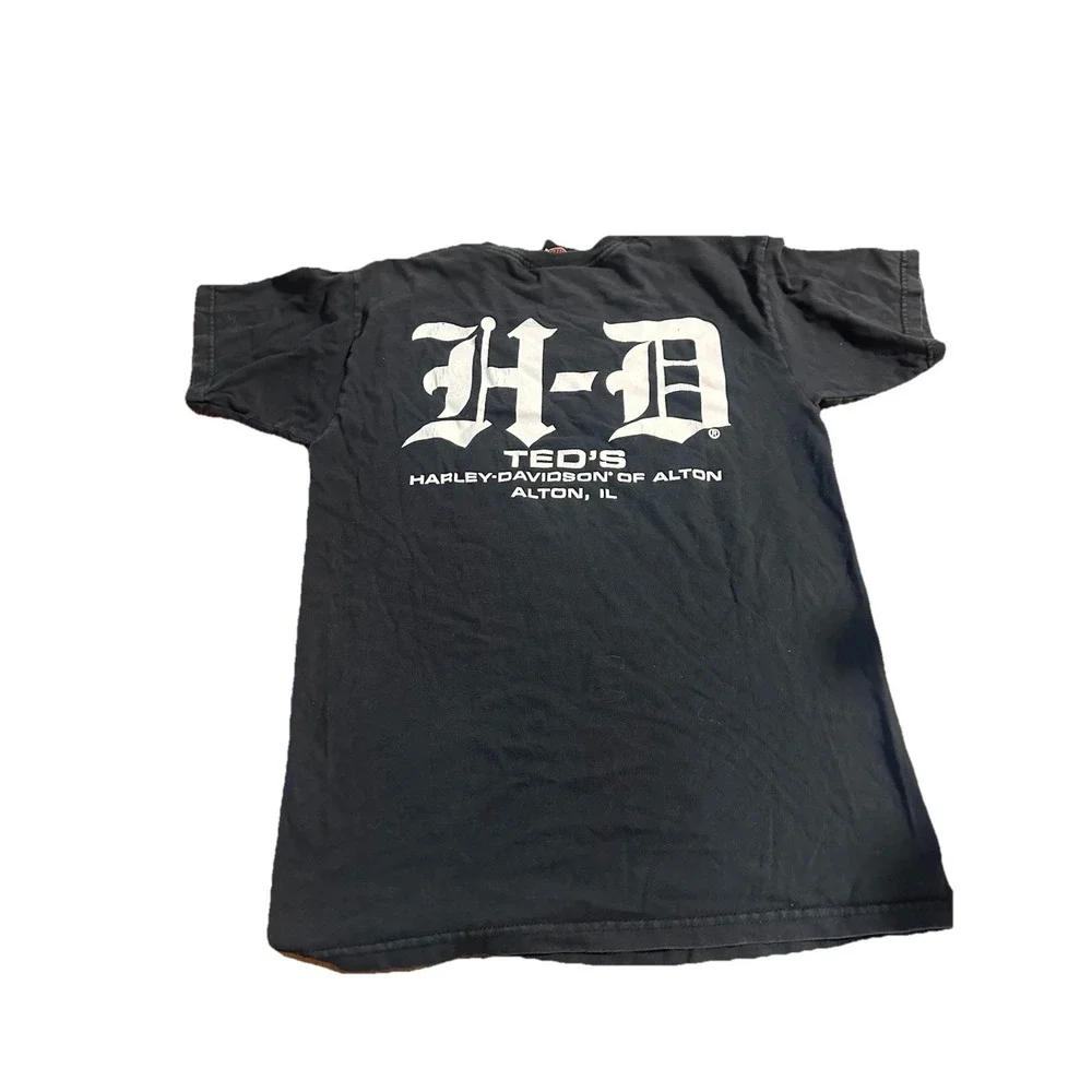 Vintage Harley Davison Ghost Rider Black Shirt HD Alton‎ Illinois Size Small